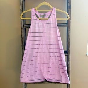 Athleta Pale Pink Mesh Striped Tank, Size M